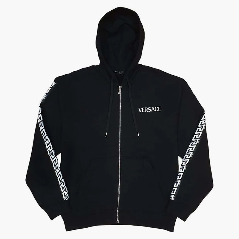 Rękawy Versace wydrukowane bluza z kapturem czarne