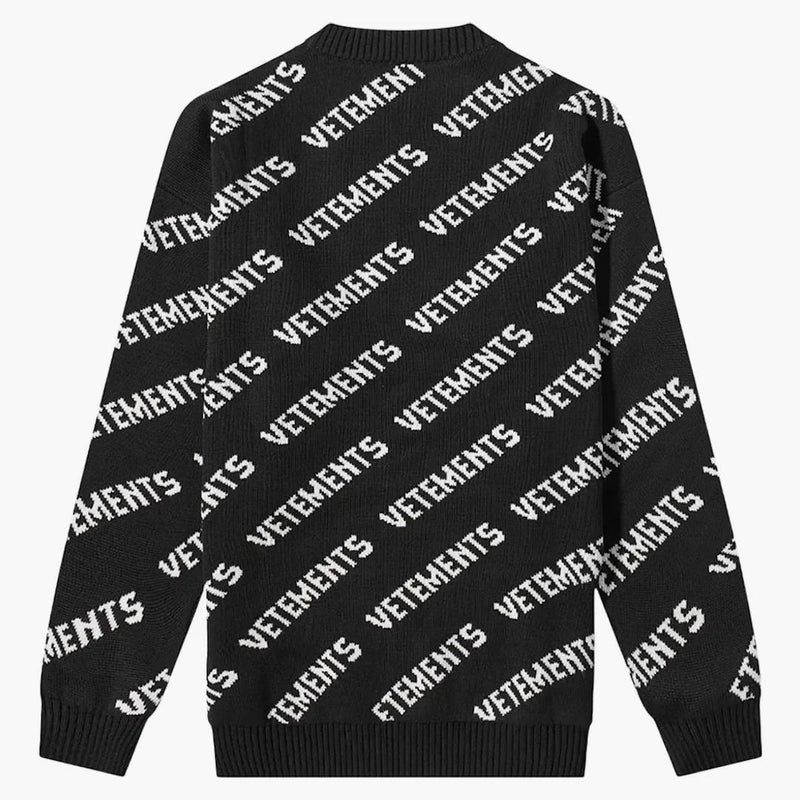 Vetements Allover Logo Crew Sweat Black/white