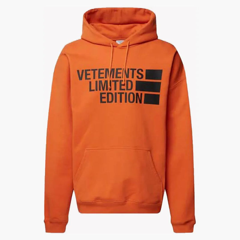 Vetements Logo Print Oversize Hoodie Orange