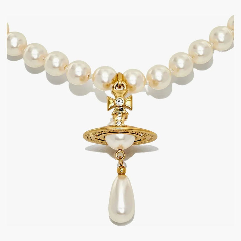 Vivienne Westwood Choker One Row Perl Drop Gold