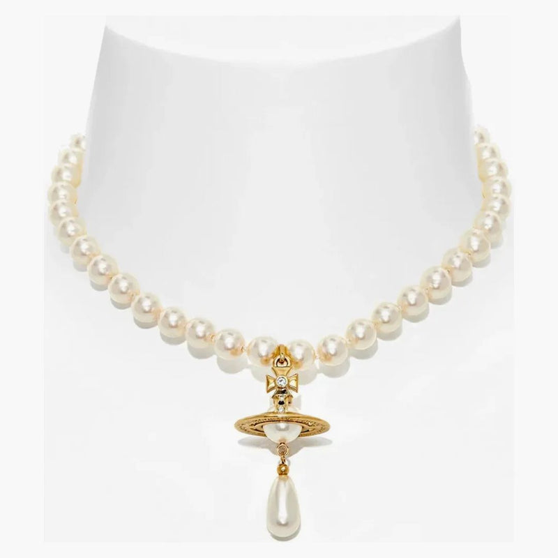 Vivienne Westwood Choker One Row Perl Drop Gold