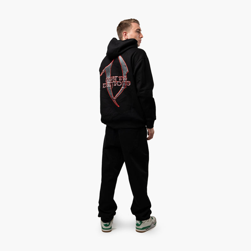 Vlone x Juice Wrld Blade Hoodie Black Modell Rückseite