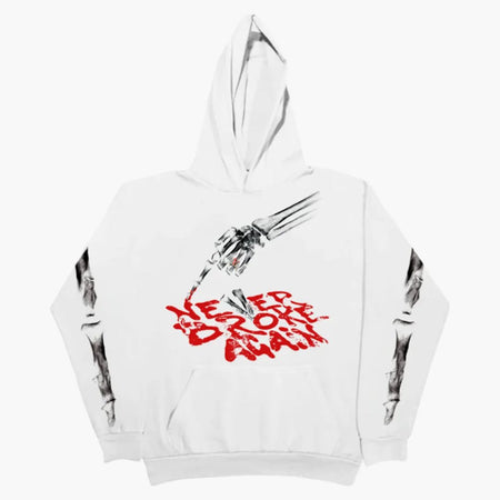 Vlone X Never Broke Again Bones Hoodie White