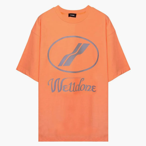 We11done Logo Print Oversized T-shirt Orange