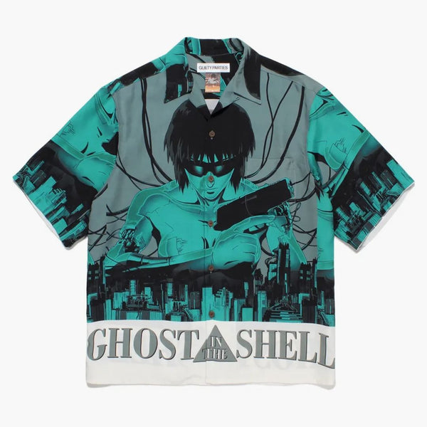 Wacko Maria X Ghost In The Shell #1 Hawaiian Shirt Green