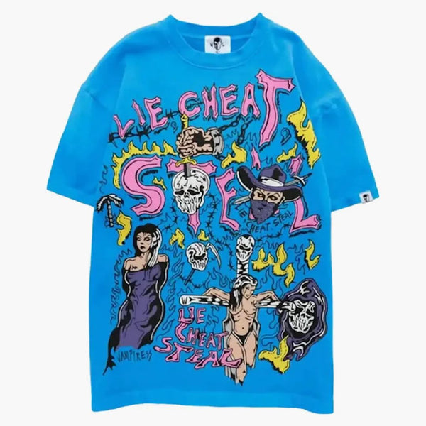 Warren Lotas Lie Cheat Steal Tee Electric Blue