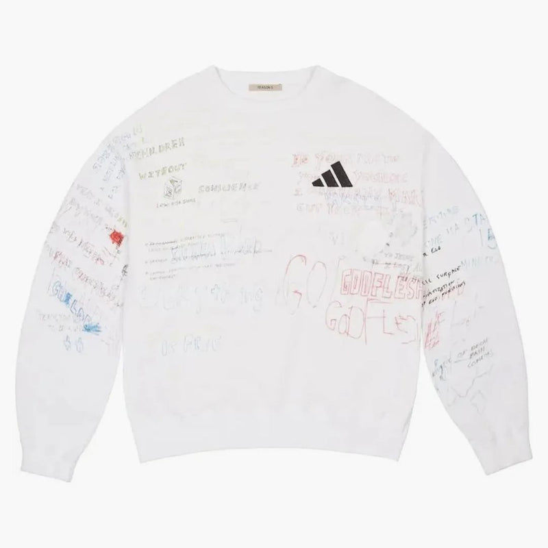 Yeezy Scribble Hand Drawn Crewneck Arctic