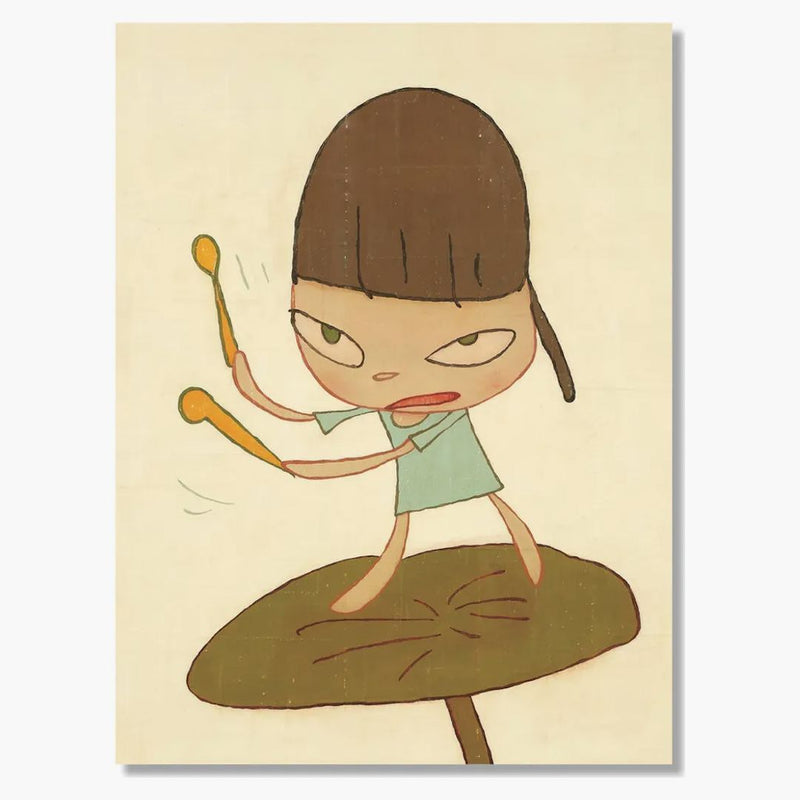 Yoshitomo Nara Marchando en una impresión de hoja de mantequilla (edición abierta)
