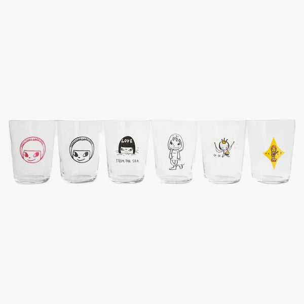 Yoshitomo nara juego de 6 tazas de vidrio