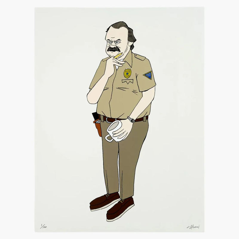 Yusuke Hanai Stranger Things „Coffee and Contempation” Jim Hopper Sculpture & Print Set (wydanie 100)
