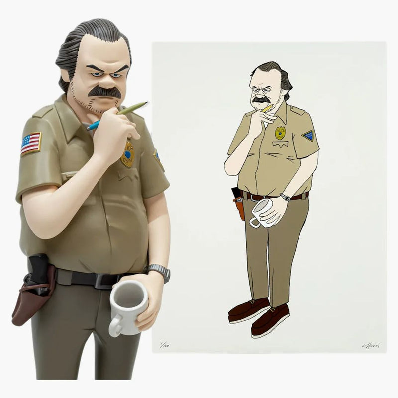 Yusuke Hanai Stranger Things „Coffee and Contempation” Jim Hopper Sculpture & Print Set (wydanie 100)