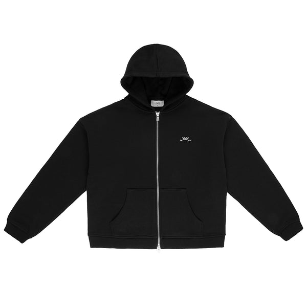 Levtic Initial Pin Zip Hoodie Black