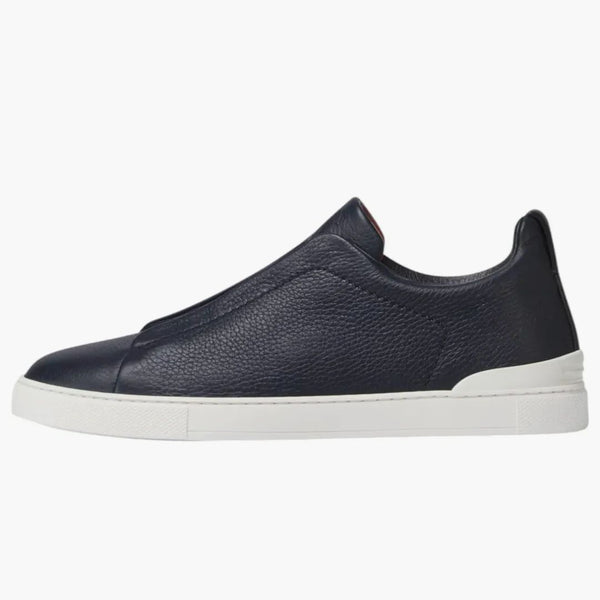 Zegna Deerskin Triple Stitch Navy Blue