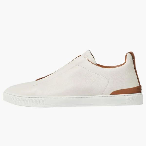 Zegna Deerskin Triple Stitch off White/Brown