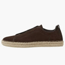 Zegna Suede Triple Stitch Espadrilles Dark Brown