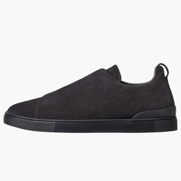 Zegna Suede Triple Stitch Navy Blue