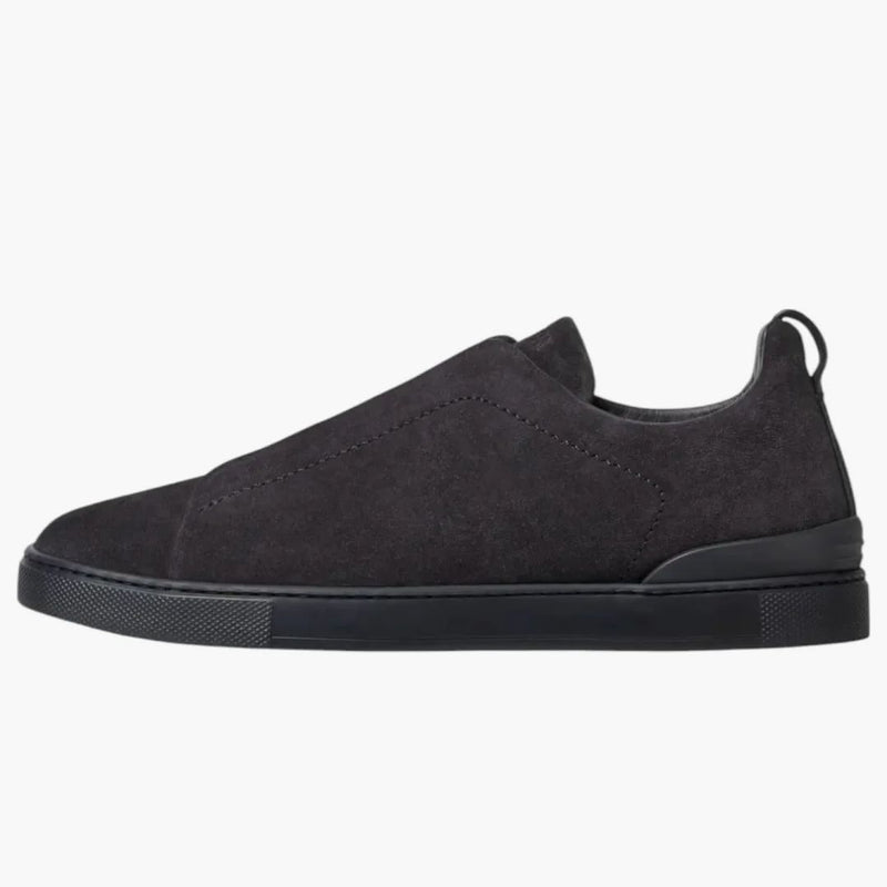 Zegna Suede Triple Stitch Navy Blue