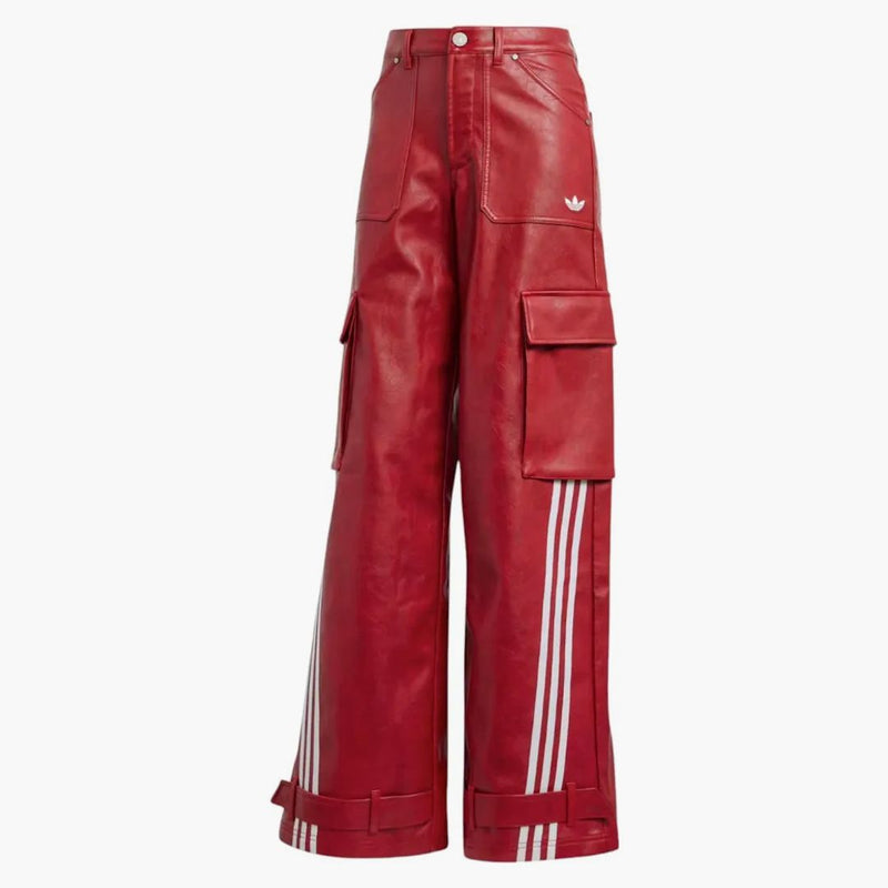 Adidas adilenium säsong 3 vintage faux läderbyxor bättre skarlakansröd