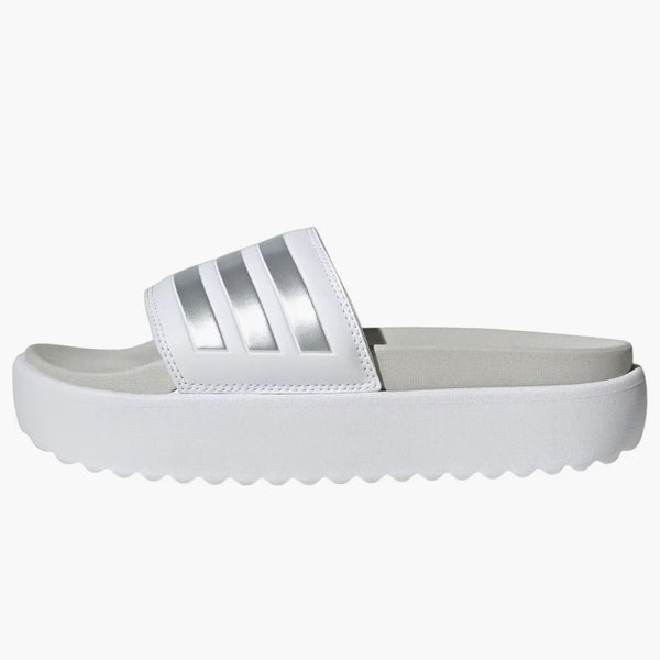 Adidas Adilette Platform Slides Cloud White Zero Metalic Grey