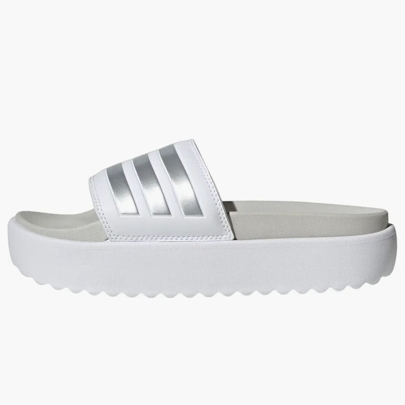 Adidas Adilette Platform Slides Cloud White Zero Metalic Grey
