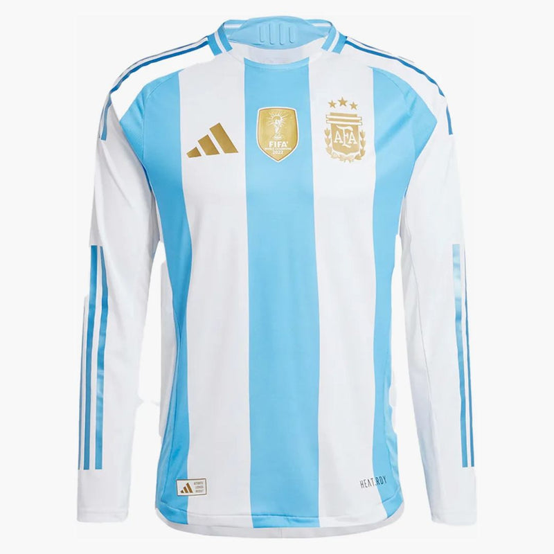 Adidas Argentina 24 Long Sleeve Home Authentic Jersey White/Blue Burst