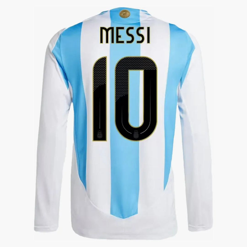 Adidas Argentina 24 s dlouhým rukávem Messi Home Authentic Jersey White/Blue Burst