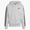 Adidas Essentials 3-Stripes French Terry Full-Zip Hoodie Medium Gray Heather/Black