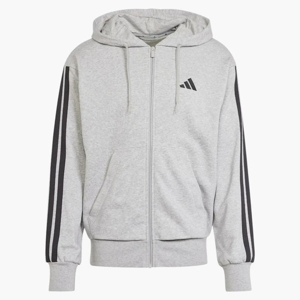 Adidas Essentials 3-Stripes French Terry Full-Zip Hoodie Medium Grey Heather/Black