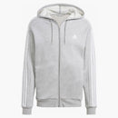 Adidas Essentials Fleece 3-Stripes Full-Zip Hoodie Medium Gray Heather