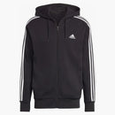 Adidas Essentials French Terry 3-Stripes Full-Zip Hoodie Black/White