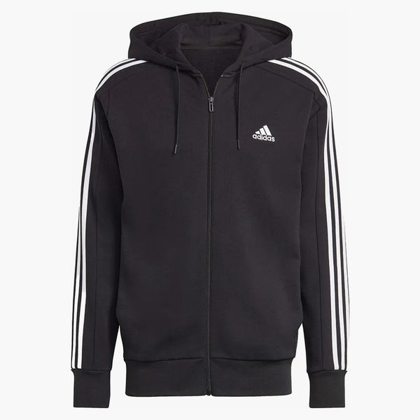 Adidas Essentials French Terry 3-Stripes Full-Zip Hoodie Black/White