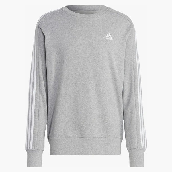 Adidas Essentials French Terry 3-Stripes Sweatshirt Medium Gray Heather