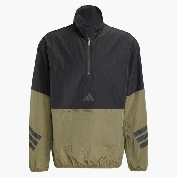 Adidas Future Icons 3-stripes Woven Half-zip Sweatshirt Olive Strata