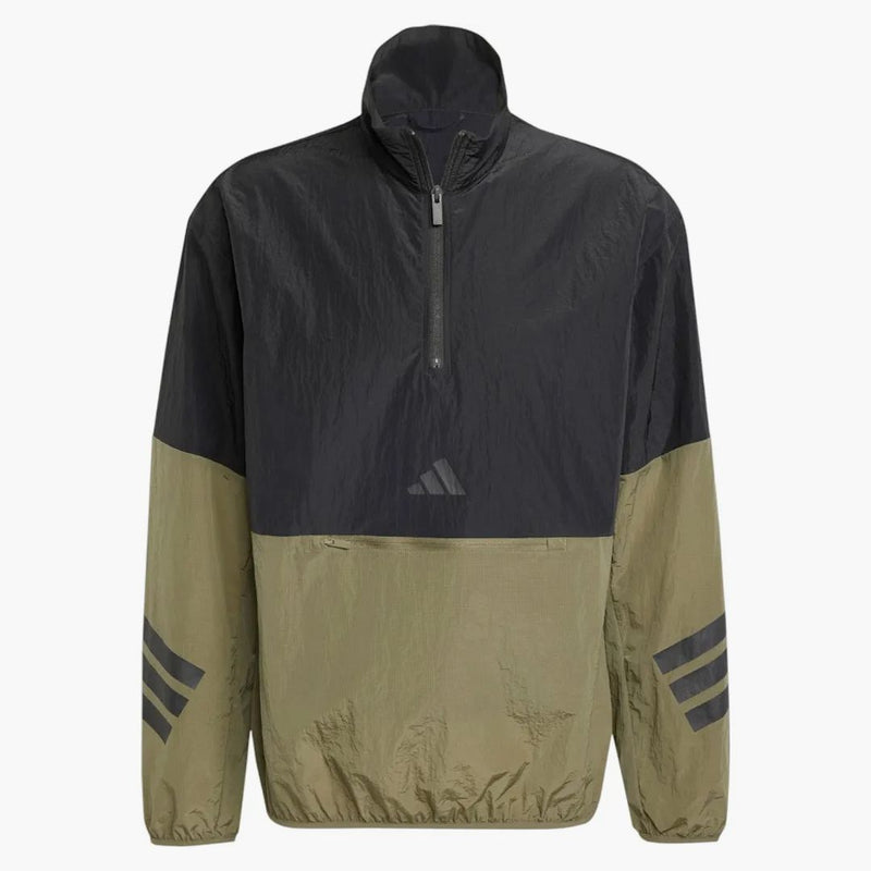 Adidas framtida ikoner 3-remsor vävda halvsäcksweatshirt oliv straa
