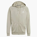 Adidas Game And Go Big Logo 3-stripes Full-zip Hoodie Silver Pebble
