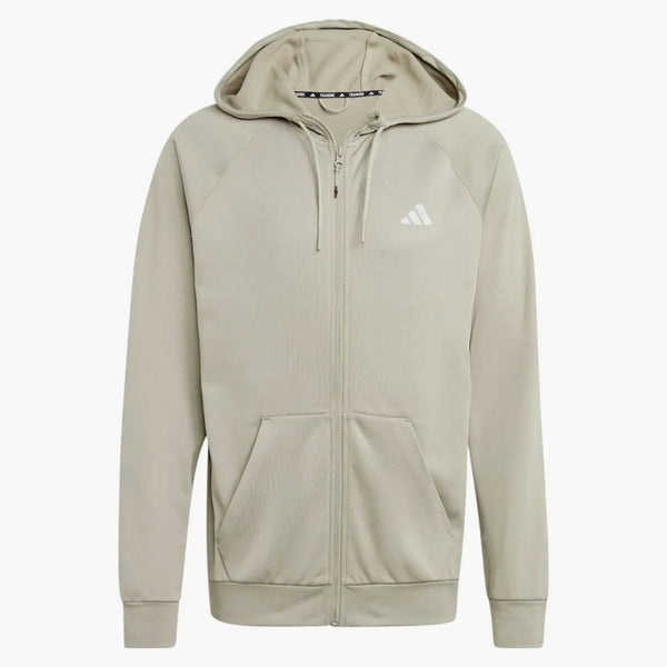 Adidas Game and Go Big Logo 3-Stripes Full-Zip Hoodie Silver Pebble