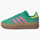 Adidas Gazelle Bold Court Green Lucid Pink (mujer)
