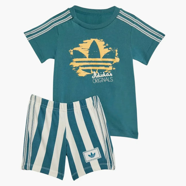 Adidas Originals Toddler Summer Glow Tee And Short Set Tech Green/wonder White