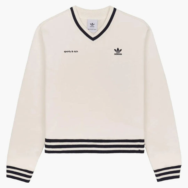 Adidas Originals x Sporty & Rich V-Neck Mikina Cream/Navy