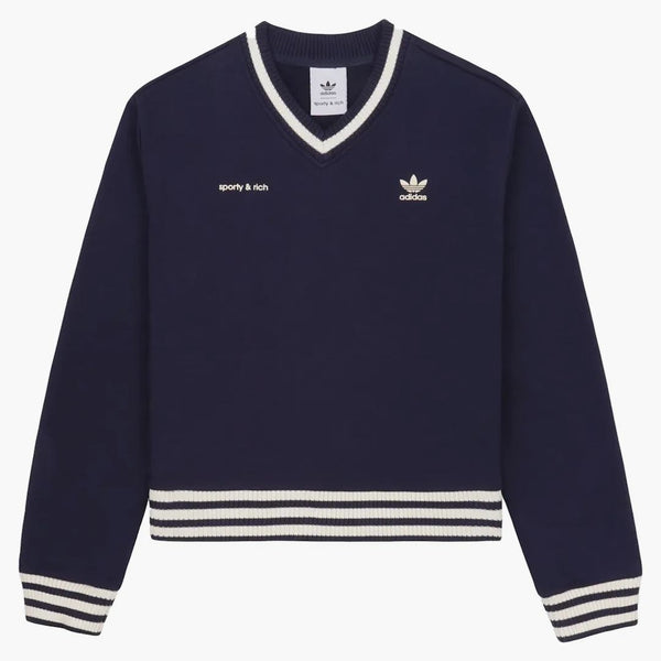 Adidas Originals x Sporty & Rich V-Neck mikina námořnictva/krém