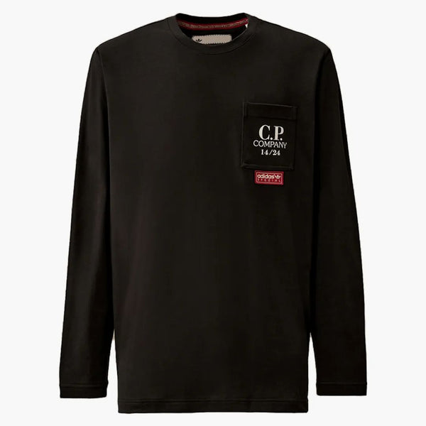Adidas Spzl X C.p. Company Solid Single Organic Jersey Longsleeve Pocket T-shirt Black