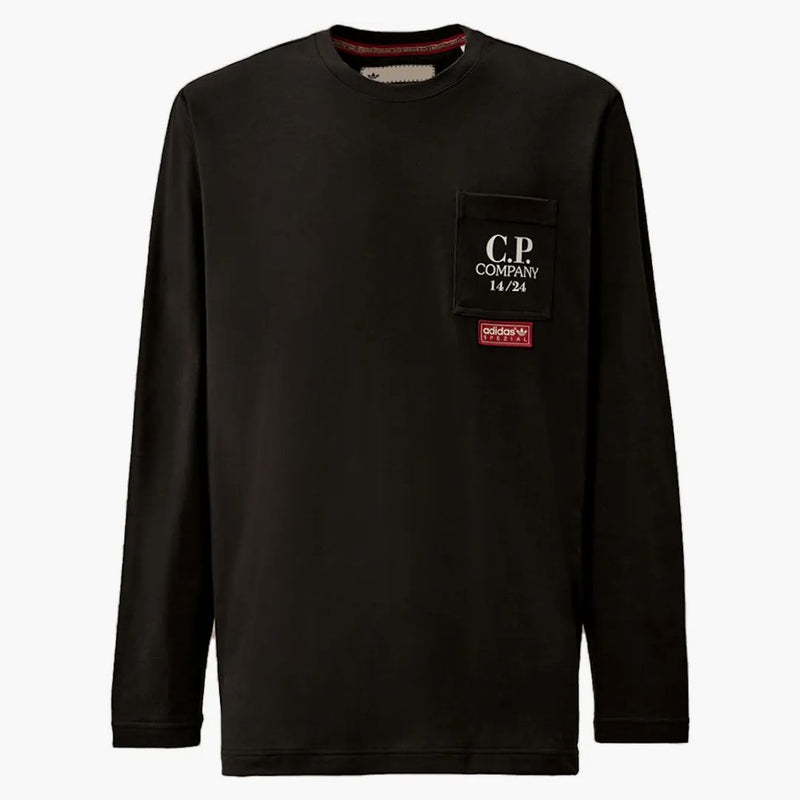 Adidas spzl x C.P. Společnost Solid Single Organic Jersey Longsleeve Pocket Tričko černé