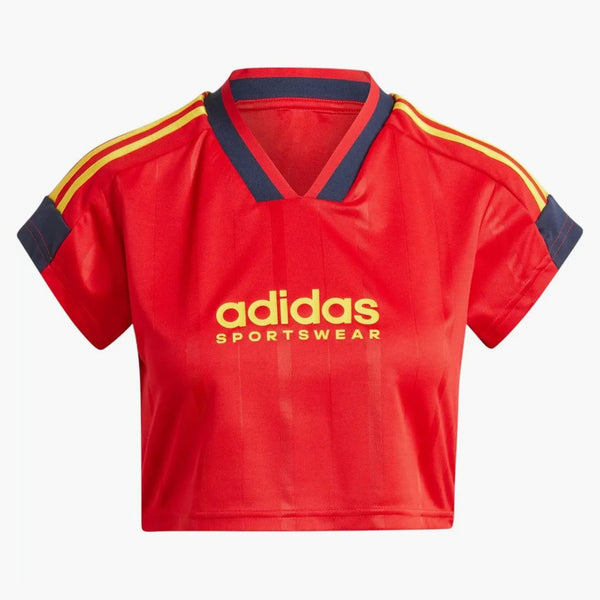 Adidas Dámské Tiro Cut 3-Stripes Crop Jersey Better Scarlet/Legend Ink/Bold Gold