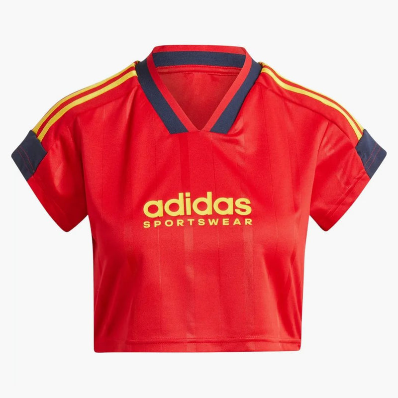 Adidas Dámské Tiro Cut 3-Stripes Crop Jersey Better Scarlet/Legend Ink/Bold Gold