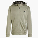 Adidas Train Essentials Camo Full-Zip Hoodie Silver Pebble