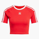 Camiseta para bebés de 3 rayas para mujeres adidas mejor escarlata/blanco