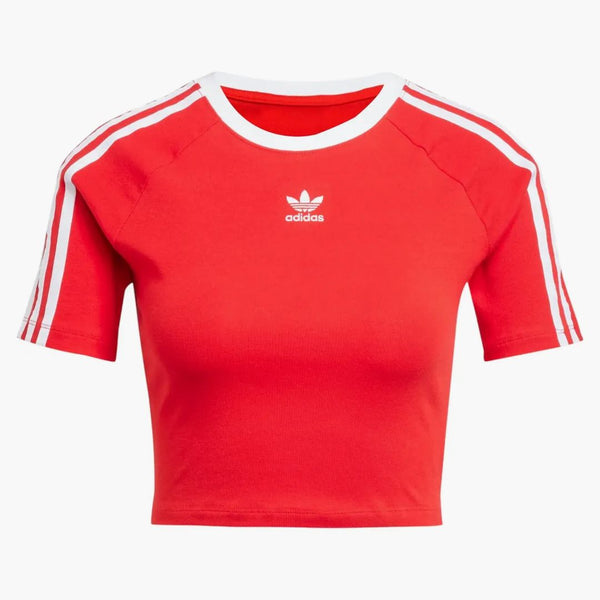 Adidas Women's 3-stripes Baby T-shirt Better Scarlet/white