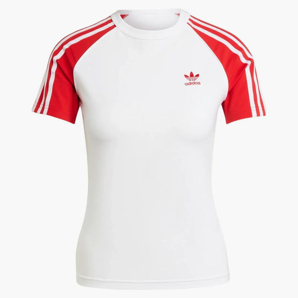 Adidas Women's Adicolor 3-stripes Raglan Slim T-shirt White/better Scarlet