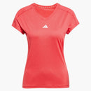 Adidas Women's Aeroready Train Essentials Minimal Branding V-Neck T-Shirt Pure Ruby/White