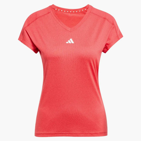 Adidas Women's Aeroready Train Essentials Minimal Branding V-neck T-shirt Pure Ruby/white